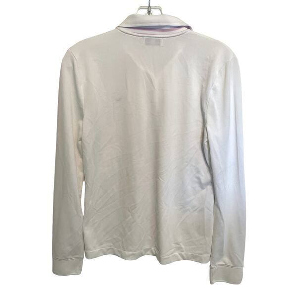 Vineyard Vines Henley Athletic Top Womens Small White Lavender Striped Collar - Picture 3 of 9